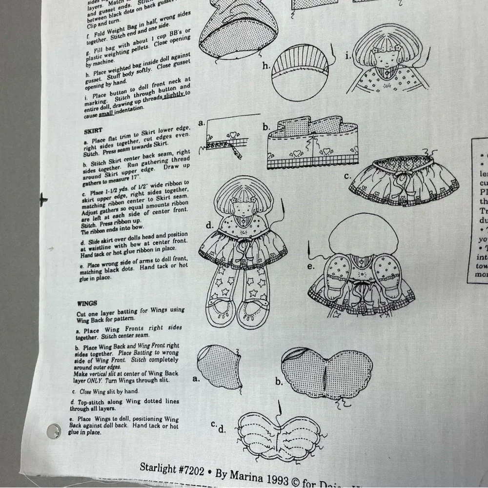 Vintage 90s Daisy Kingdom Starlight Soft Doll Angel Plush Kit Fabric Panel‎ #K11